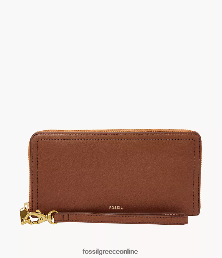 Fossil γυναίκες Logan rfid φερμουάρ γύρω από τον συμπλέκτη FVT06R784 πορτοφόλι καφέ