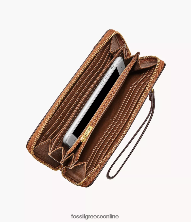 Fossil γυναίκες Logan rfid φερμουάρ γύρω από τον συμπλέκτη FVT06R784 πορτοφόλι καφέ