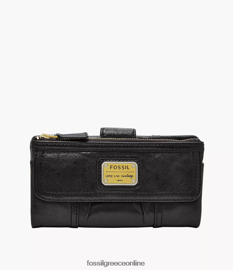 Fossil γυναίκες συμπλέκτης emory FVT06R493 πορτοφόλι μαύρος