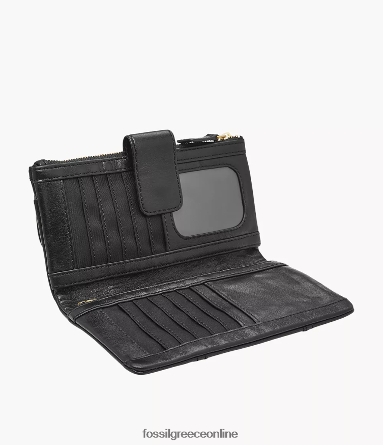 Fossil γυναίκες συμπλέκτης emory FVT06R493 πορτοφόλι μαύρος
