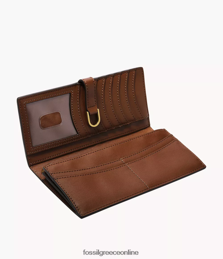 Fossil γυναίκες Συμπλέκτης με δερμάτινο δερμάτινο κάκτο kier FVT06R811 πορτοφόλι καφέ