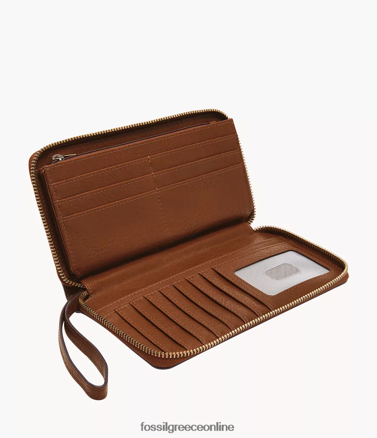 Fossil γυναίκες φερμουάρ liza γύρω από τον συμπλέκτη FVT06R812 πορτοφόλι καφέ