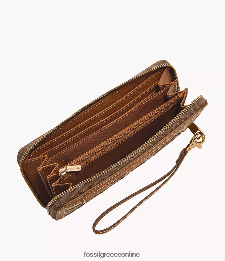 Fossil γυναίκες φερμουάρ logan γύρω από τον συμπλέκτη FVT06R788 πορτοφόλι σαμάρι