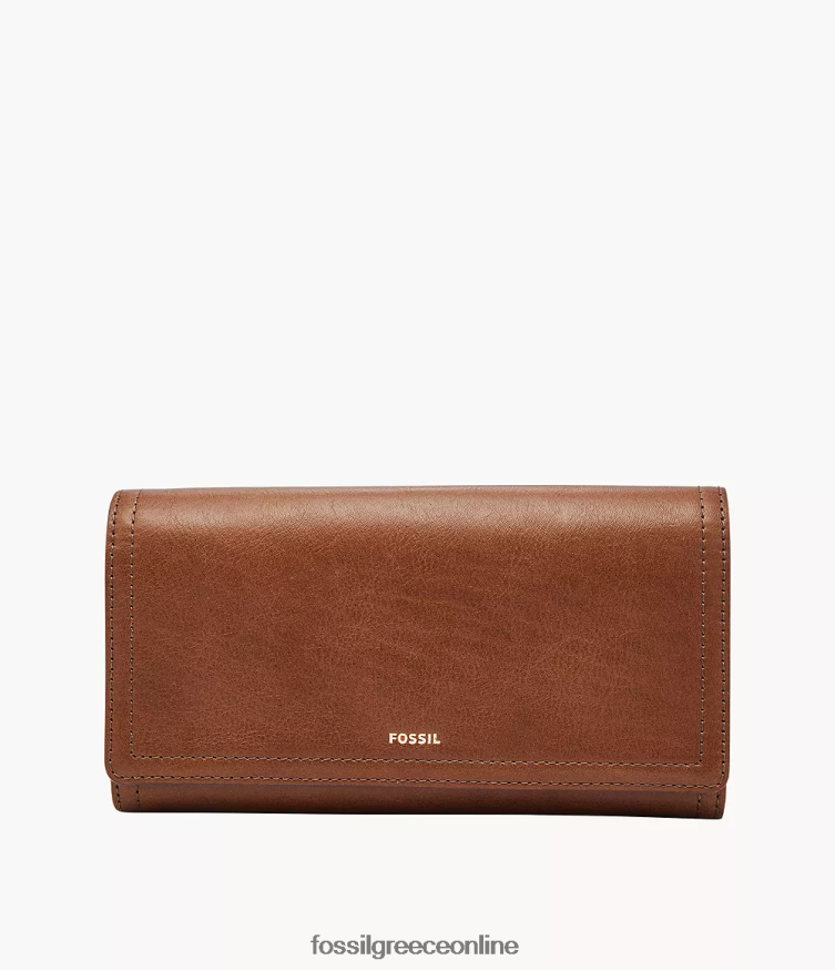 Fossil γυναίκες συμπλέκτης με πτερύγιο logan rfid FVT06R801 πορτοφόλι καφέ