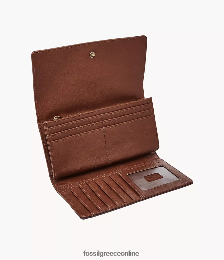 Fossil γυναίκες συμπλέκτης με πτερύγιο logan rfid FVT06R801 πορτοφόλι καφέ