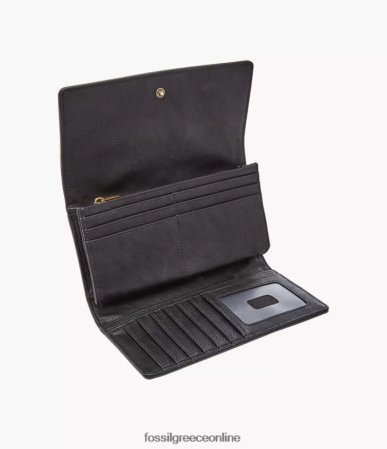 Fossil γυναίκες συμπλέκτης με πτερύγιο logan rfid FVT06R803 πορτοφόλι μαύρος