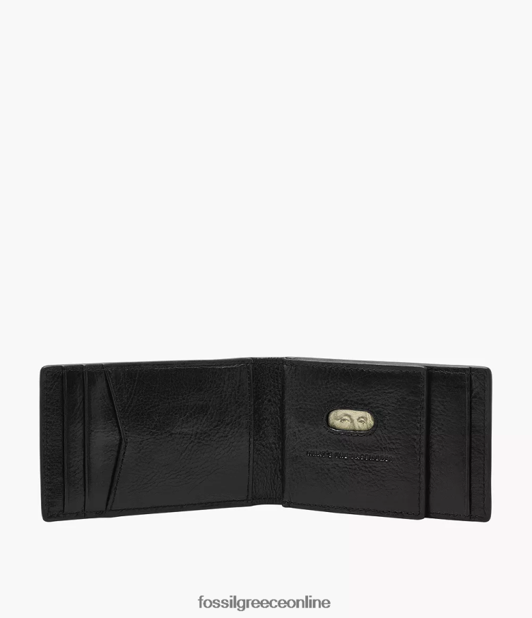 Fossil άνδρες μπροστινή τσέπη andrew δίπτυχο FVT06R1694 πορτοφόλι μαύρος