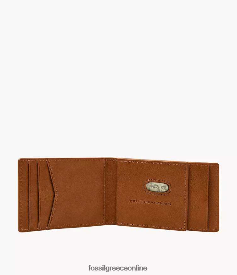 Fossil άνδρες μπροστινή τσέπη andrew δίπτυχο FVT06R1703 πορτοφόλι σαμάρι
