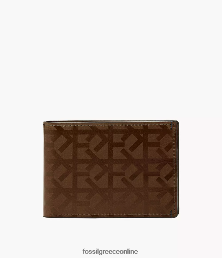 Fossil άνδρες δίπτυχη μπροστινή τσέπη bronson FVT06R1819 πορτοφόλι καφέ