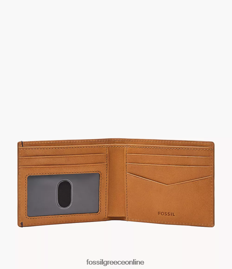 Fossil άνδρες bronson bifold FVT06R1793 πορτοφόλι καμήλα