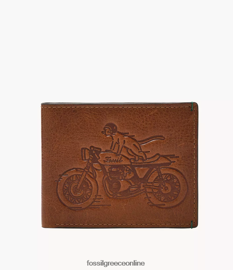Fossil άνδρες bronson bifold με id FVT06R1667 πορτοφόλι καφέ