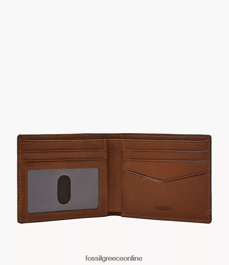 Fossil άνδρες bronson bifold με id FVT06R1667 πορτοφόλι καφέ
