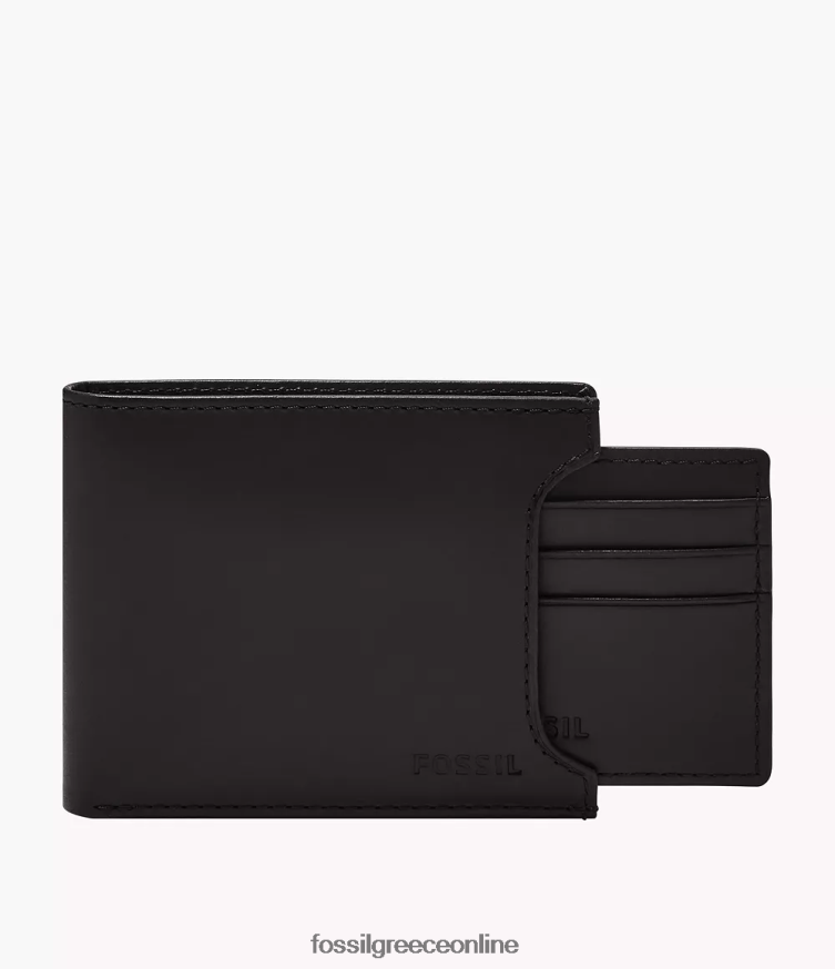 Fossil άνδρες derrick rfid συρόμενο 2 σε 1 FVT06R1661 πορτοφόλι μαύρος