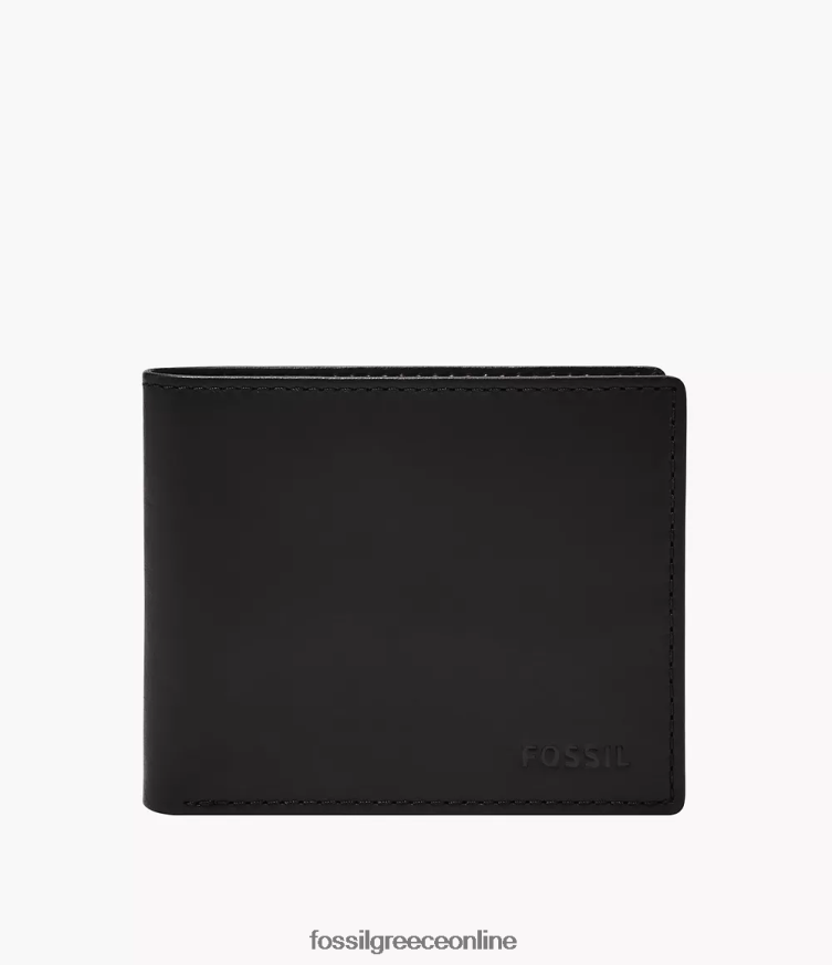 Fossil άνδρες derrick rfid bifold με flip id FVT06R1657 πορτοφόλι μαύρος