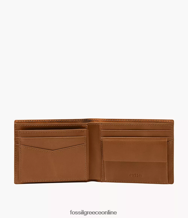 Fossil άνδρες everett μεγάλη τσέπη για κέρματα δίπτυχο FVT06R1707 πορτοφόλι σαμάρι