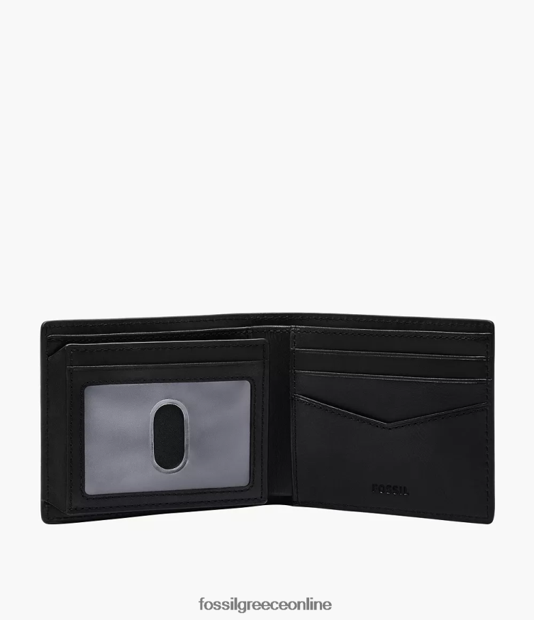 Fossil άνδρες everett bifold με flip id FVT06R1670 πορτοφόλι μαύρος