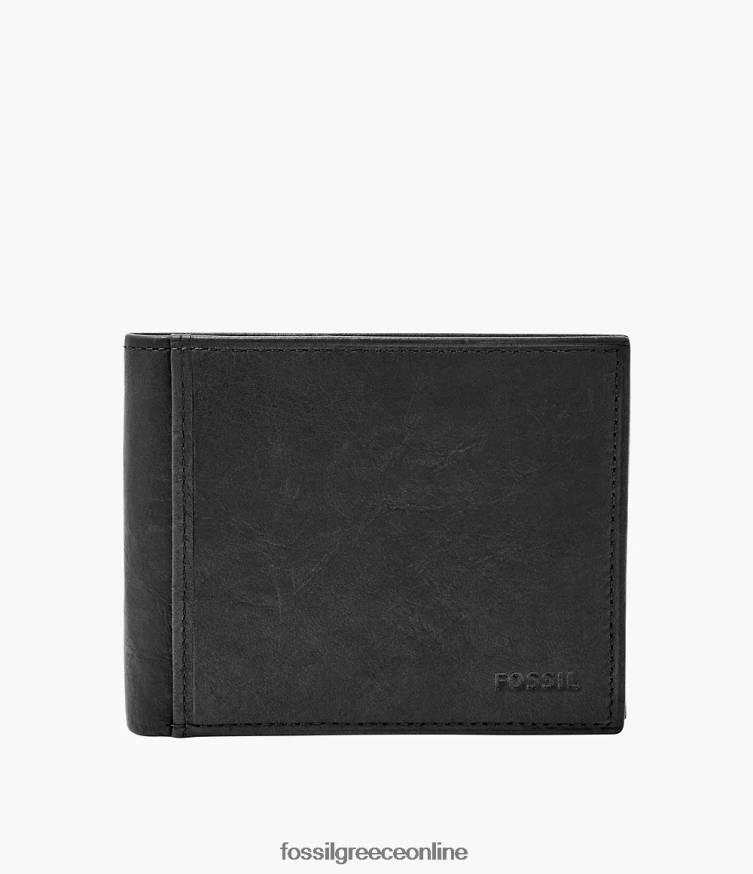 Fossil άνδρες ingram rfid bifold με flip id FVT06R1666 πορτοφόλι μαύρος