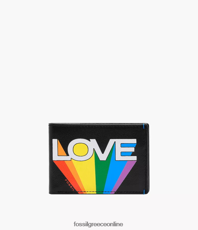Fossil άνδρες περιορισμένη έκδοση pride bronson μπροστινή τσέπη δίπτυχο FVT06R1795 πορτοφόλι μαύρος