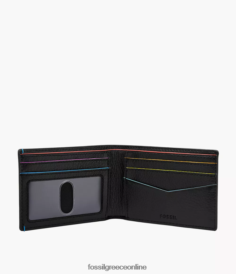 Fossil άνδρες περιορισμένη έκδοση pride bronson μπροστινή τσέπη δίπτυχο FVT06R1795 πορτοφόλι μαύρος