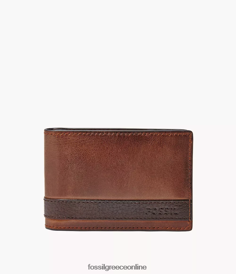 Fossil άνδρες δίπτυχο κλιπ χρημάτων quinn FVT06R1675 πορτοφόλι καφέ