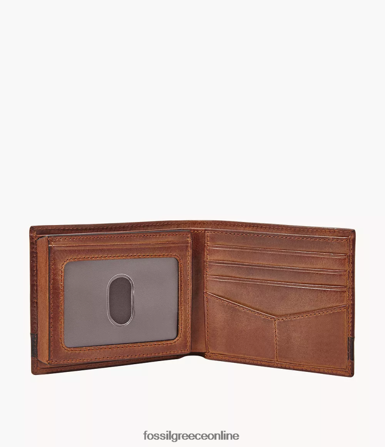 Fossil άνδρες quinn flip id διπλό FVT06R1658 πορτοφόλι καφέ