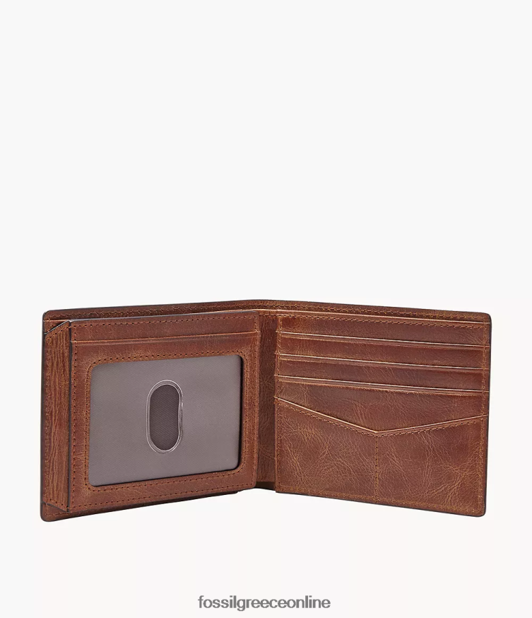 Fossil άνδρες ντέρικ rfid flip id διπλό FVT06R1656 πορτοφόλι καφέ