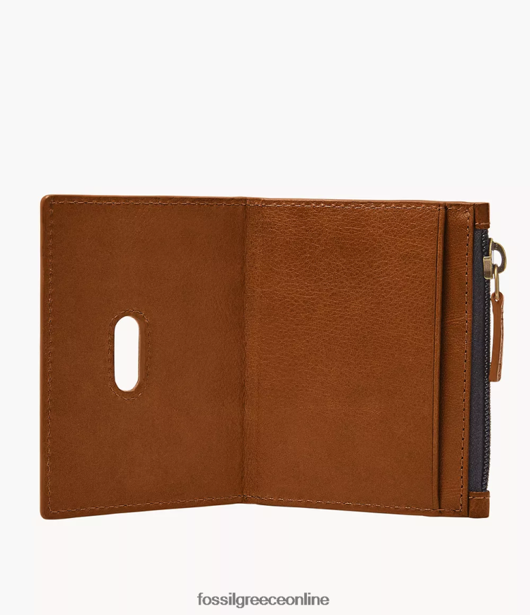Fossil άνδρες θήκη για κάρτες με φερμουάρ Andrew FVT06R1748 πορτοφόλι σαμάρι