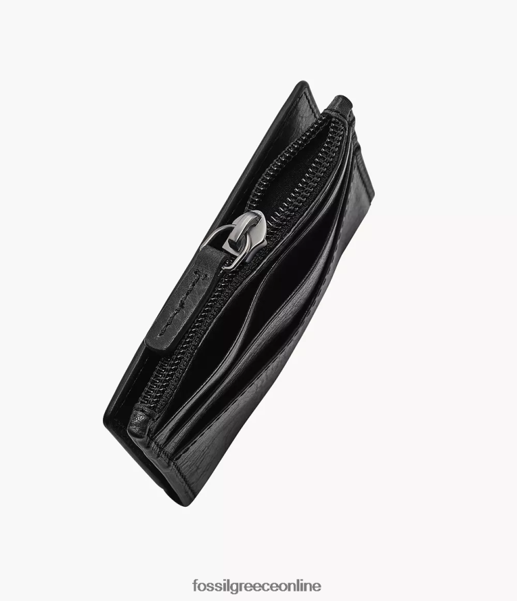 Fossil άνδρες Θήκη με φερμουάρ κάρτας andrew FVT06R1736 πορτοφόλι μαύρος