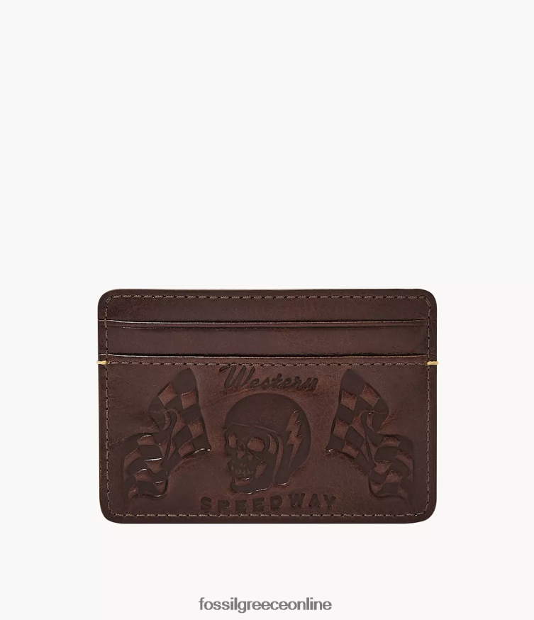 Fossil άνδρες θήκη για κάρτες bronson FVT06R1735 πορτοφόλι σκούρο καφέ