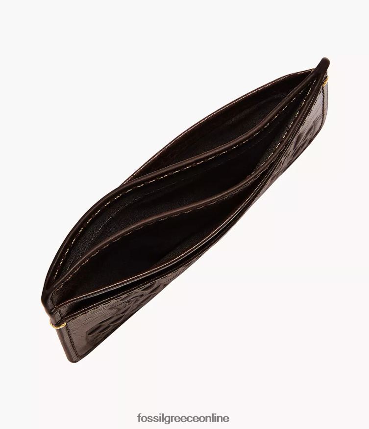 Fossil άνδρες θήκη για κάρτες bronson FVT06R1735 πορτοφόλι σκούρο καφέ