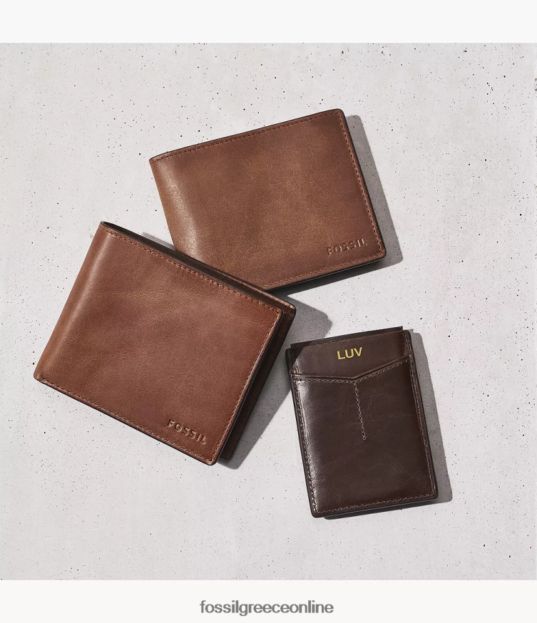 Fossil άνδρες Θήκη μαγνητικής κάρτας derrick rfid FVT06R1724 πορτοφόλι καφέ