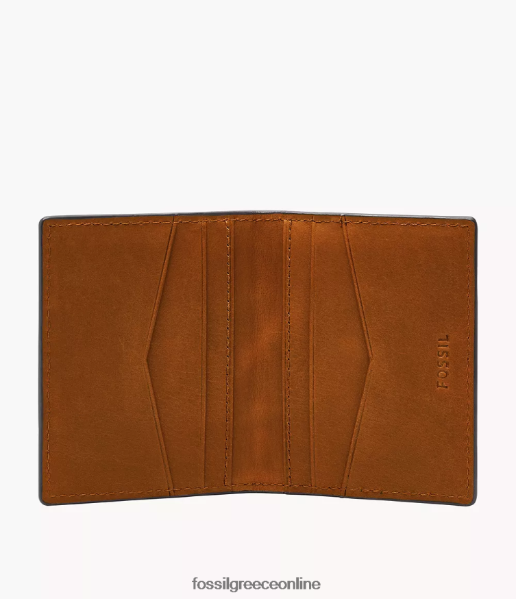Fossil άνδρες διπλή θήκη για κάρτες everett FVT06R1696 πορτοφόλι καφέ