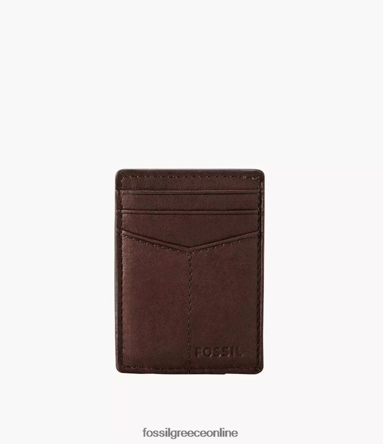 Fossil άνδρες ingram μαγνητικό πορτοφόλι πολλαπλών καρτών FVT06R1711 πορτοφόλι καφέ