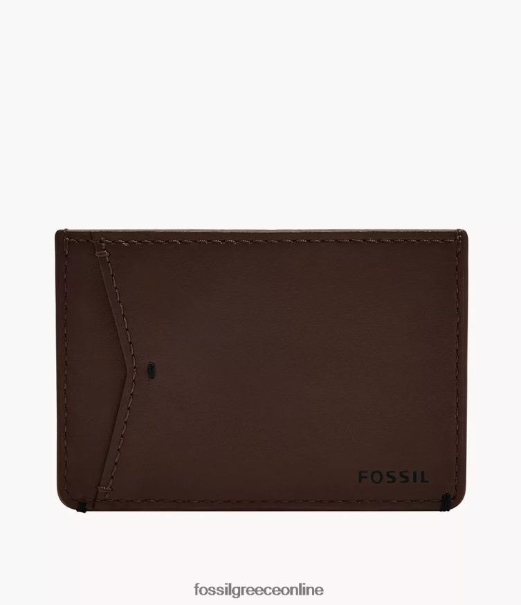 Fossil άνδρες θήκη για κάρτες joshua FVT06R1831 πορτοφόλι σκούρο καφέ