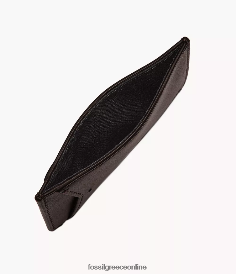 Fossil άνδρες θήκη για κάρτες joshua FVT06R1831 πορτοφόλι σκούρο καφέ