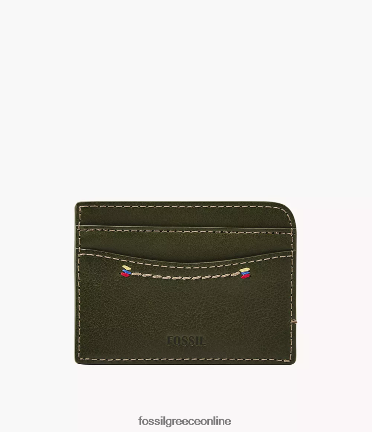 Fossil άνδρες θήκη για κάρτες tremont FVT06R1723 πορτοφόλι ελιά