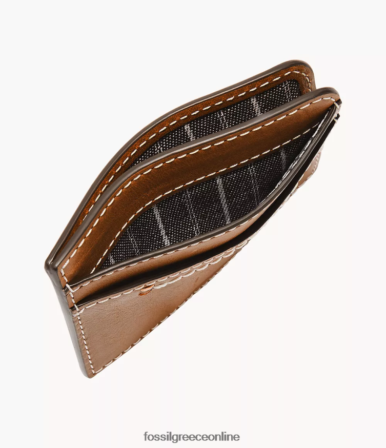 Fossil άνδρες θήκη για κάρτες tremont FVT06R1744 πορτοφόλι καφέ