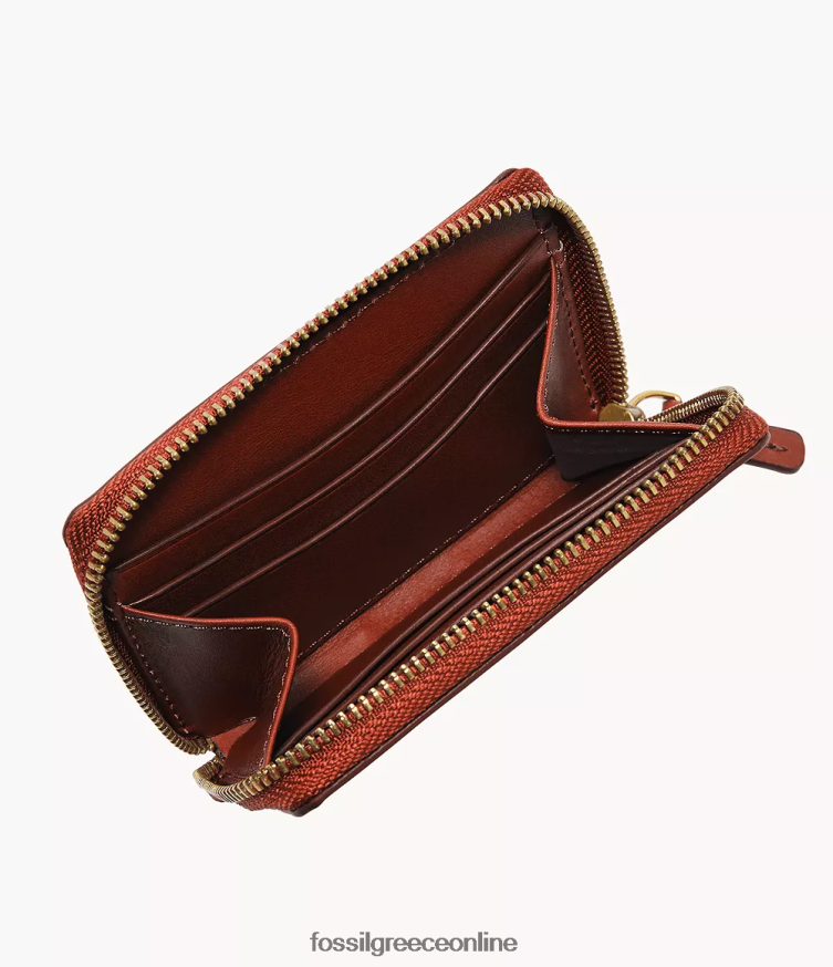 Fossil άνδρες θήκη με φερμουάρ westover FVT06R1726 πορτοφόλι πορτοκάλι