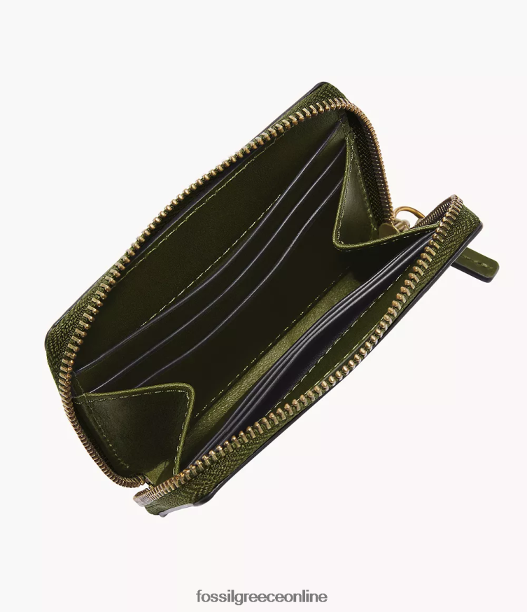 Fossil άνδρες θήκη με φερμουάρ westover FVT06R1727 πορτοφόλι ελιά