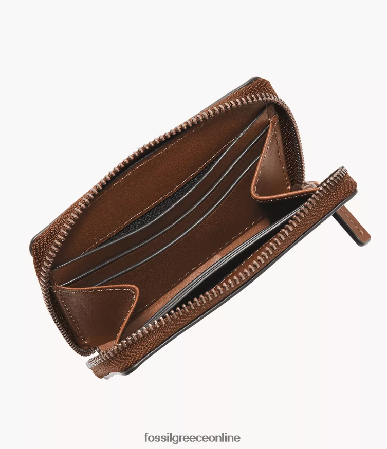 Fossil άνδρες θήκη με φερμουάρ westover FVT06R1732 πορτοφόλι καφέ