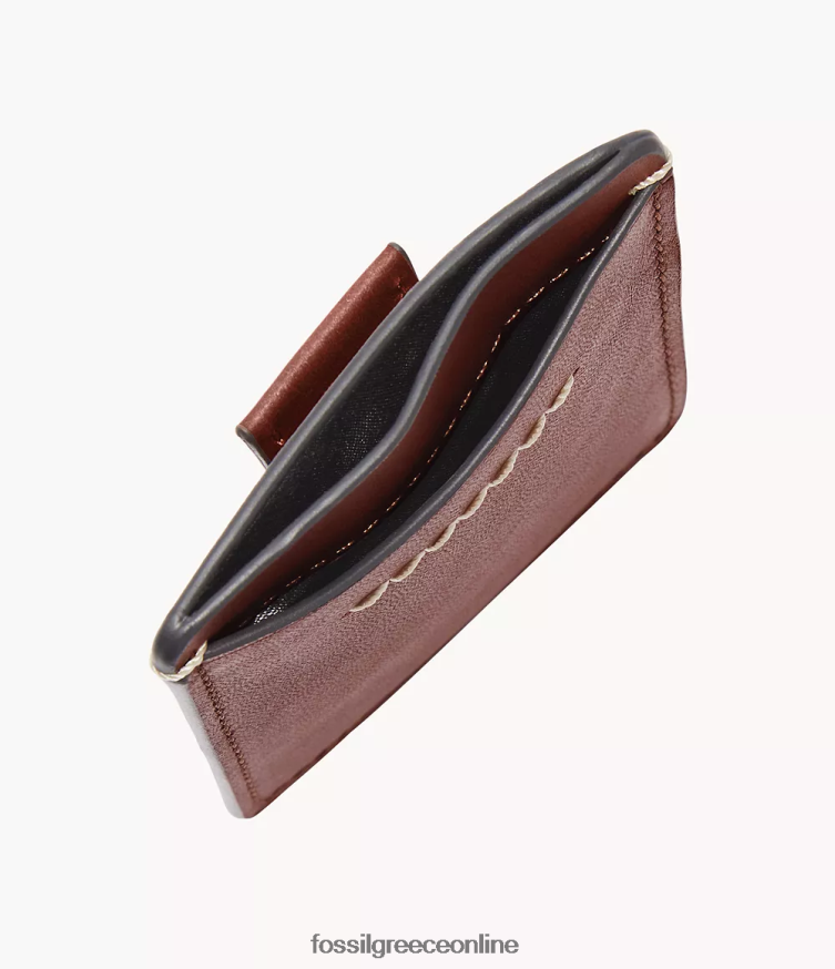 Fossil άνδρες θήκη για κάρτες westover FVT06R1752 πορτοφόλι κανέλα