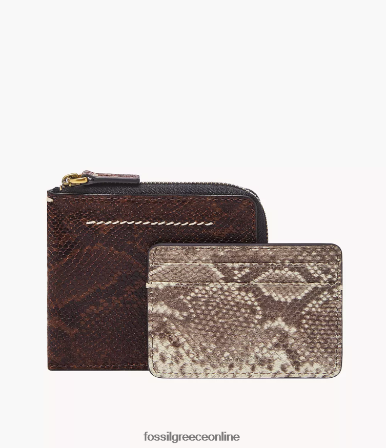 Fossil άνδρες θήκη με φερμουάρ westover l FVT06R1751 πορτοφόλι μόκα
