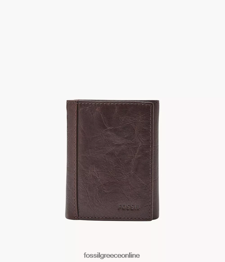 Fossil άνδρες τρίπτυχο βελόνας FVT06R1755 πορτοφόλι καφέ