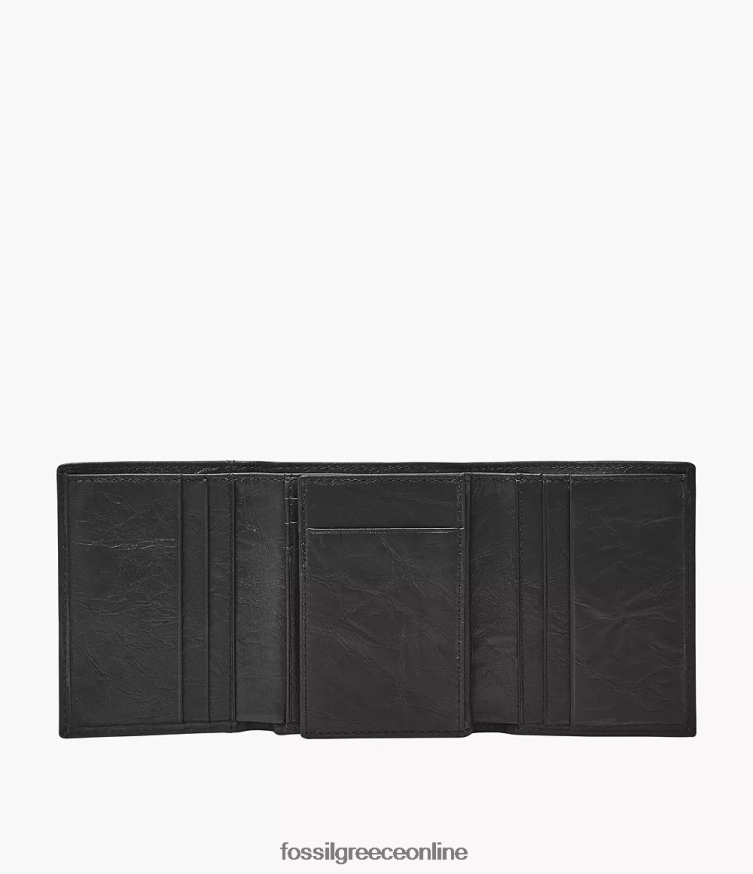 Fossil άνδρες τρίπτυχο βελόνας FVT06R1757 πορτοφόλι μαύρος
