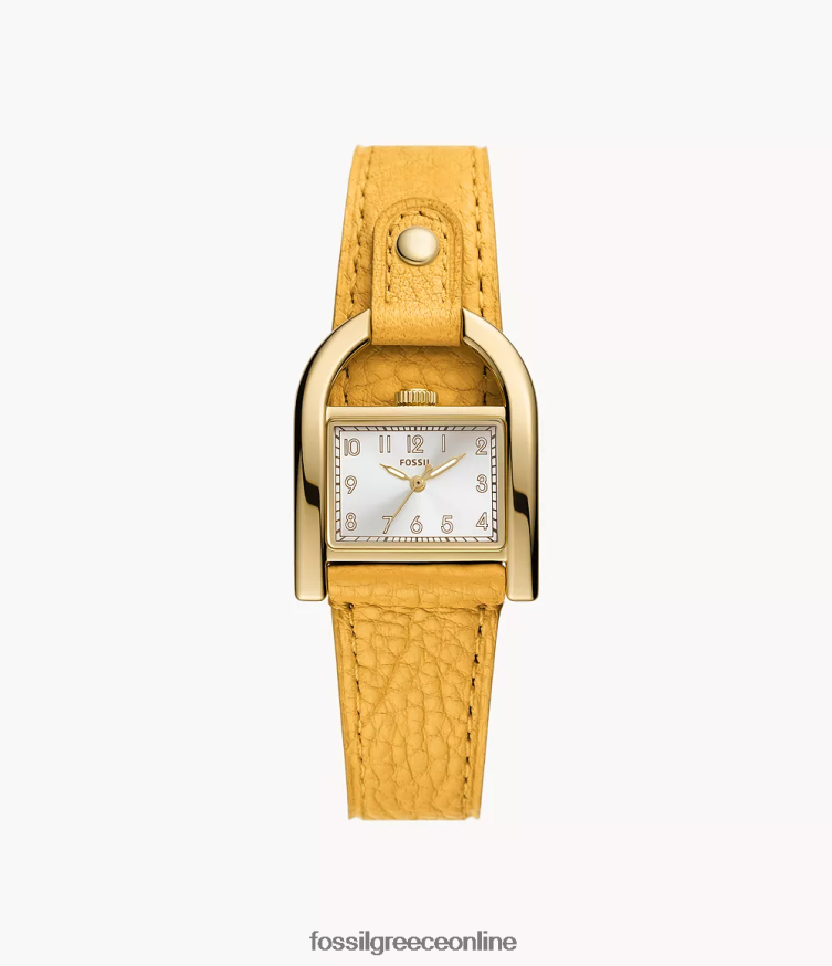 Fossil γυναίκες Harwell δερμάτινο ρολόι τριών χεριών litehide FVT06R103 παρακολουθώ κίτρινος