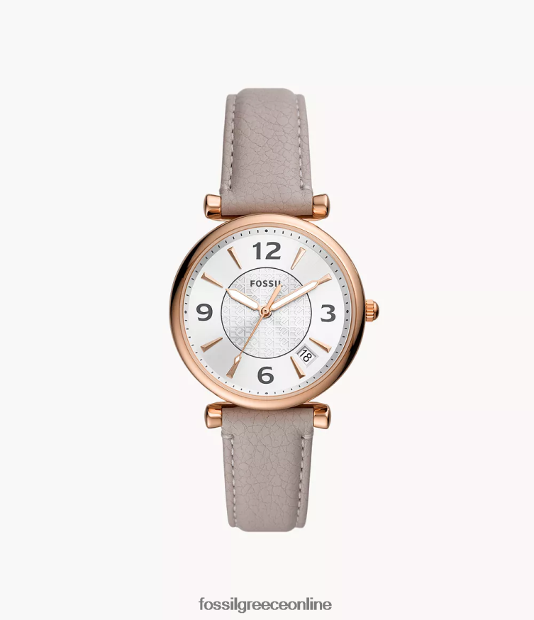 Fossil γυναίκες δερμάτινο ρολόι carlie 3-hand date litehide FVT06R98 παρακολουθώ γκρί