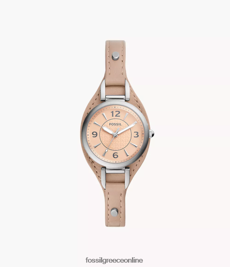Fossil γυναίκες δερμάτινο ρολόι carlie σε μπεζ λιτεχάι τριών χεριών FVT06R223 παρακολουθώ λάτε