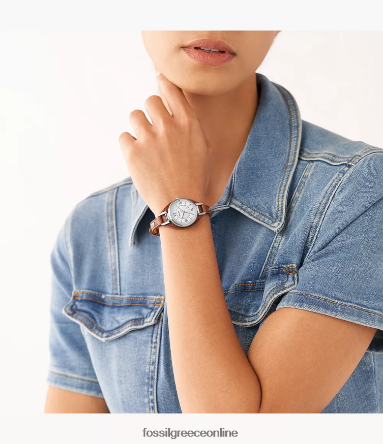 Fossil γυναίκες carlie δερμάτινο ρολόι τριών χεριών litehide FVT06R222 παρακολουθώ καφέ