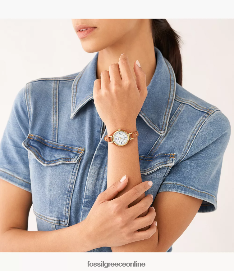 Fossil γυναίκες carlie δερμάτινο ρολόι τριών χεριών litehide FVT06R228 παρακολουθώ μέτριο καφέ