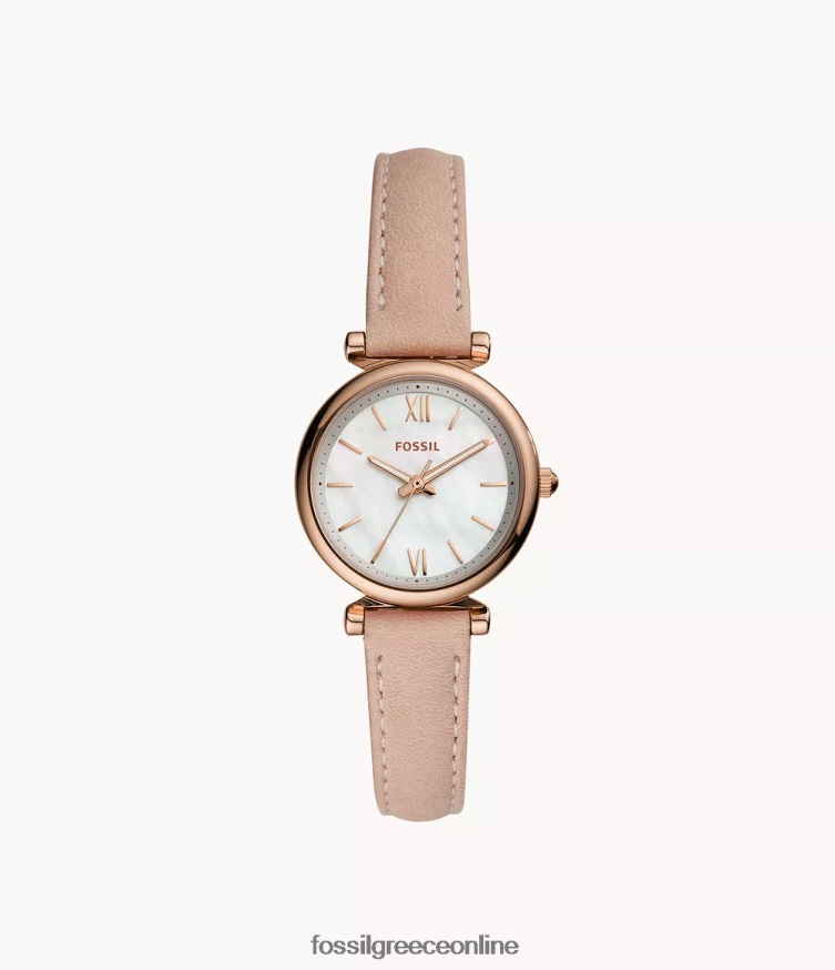Fossil γυναίκες carlie mini δερμάτινο ρολόι τριών χεριών FVT06R95 παρακολουθώ κοκκινίζω